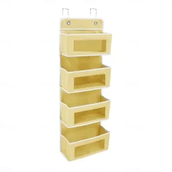 Four Grid Non-woven FabricPVC Wardrobe Hanging Storage Hanging Bag Door Storage Hanging Wall Mobile Phone Storage Bag Hanging Crib Underwear Hanging Storage Bag