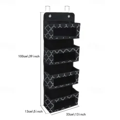 Four Grid Non-woven FabricPVC Wardrobe Hanging Storage Hanging Bag Door Storage Hanging Wall Mobile Phone Storage Bag Hanging Crib Underwear Hanging Storage Bag