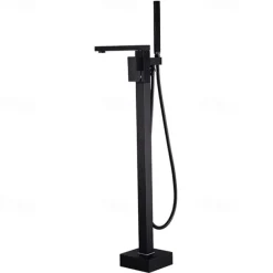 Freestanding Bathtub Faucet, 360° Swivel Spout Floor Mount Standing Tub Filler Single Handle Brass Tap with Hand Shower Sprayer