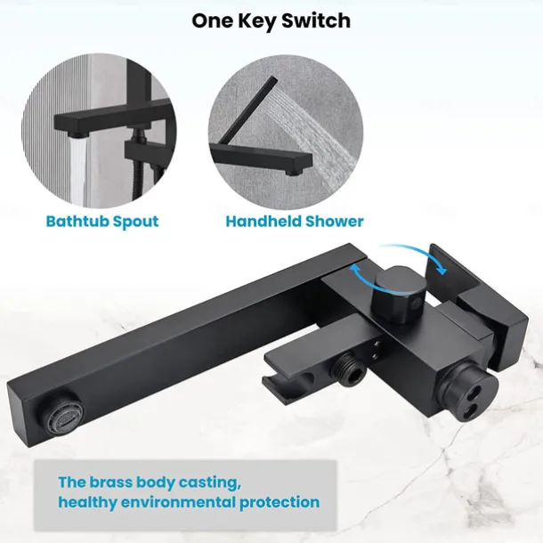 Freestanding Bathtub Faucet, 360° Swivel Spout Floor Mount Standing Tub Filler Single Handle Brass Tap with Hand Shower Sprayer