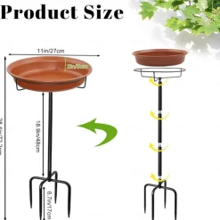 Freestanding Birdbaths Bowl Outdoor, Free Standing Garden Bird Bath Bird Feeder Bowl with Metal Stake, Detachable Decoration Spa Birdfeeder for Garden Patio Yard Lawn