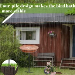 Freestanding Birdbaths Bowl Outdoor, Free Standing Garden Bird Bath Bird Feeder Bowl with Metal Stake, Detachable Decoration Spa Birdfeeder for Garden Patio Yard Lawn