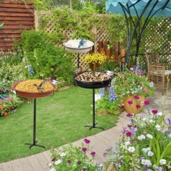 Freestanding Birdbaths Bowl Outdoor, Free Standing Garden Bird Bath Bird Feeder Bowl with Metal Stake, Detachable Decoration Spa Birdfeeder for Garden Patio Yard Lawn