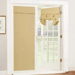French Door Curtain No Punch Tape Top Blackout Door Curtain Pencil Pleat Light Filtering Functional Curtains for Office and Home 26X68inch(66X173CM)