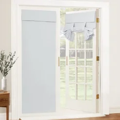 French Door Curtain No Punch Tape Top Blackout Door Curtain Pencil Pleat Light Filtering Functional Curtains for Office and Home 26X68inch(66X173CM)