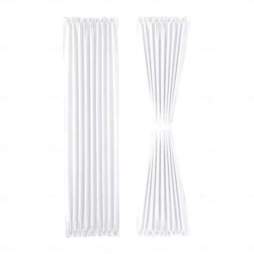 French Door Curtains Rod Pocket Thermal Blackout Curtain for Doors with Glass Window, Kitchen and Patio Doors Privacy, Different Sizes, 1 Curtain Panel with Tieback,Pure White Black Beige Sage Green