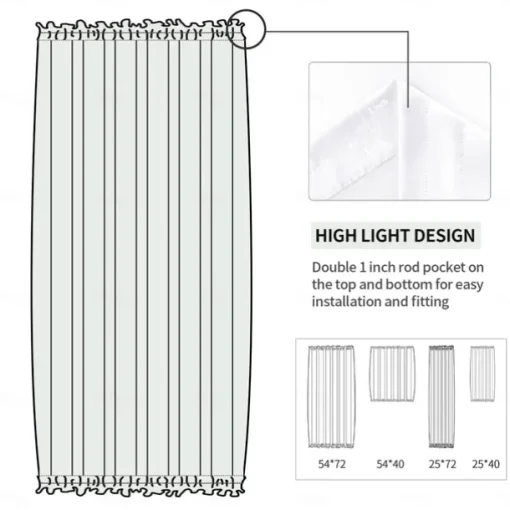 French Door Curtains Rod Pocket Thermal Blackout Curtain for Doors with Glass Window, Kitchen and Patio Doors Privacy, Different Sizes, 1 Curtain Panel with Tieback,Pure White Black Beige Sage Green
