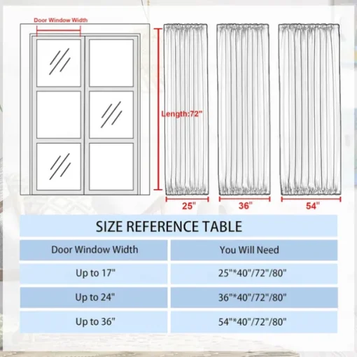 French Door Curtains Rod Pocket Thermal Blackout Curtain for Doors with Glass Window, Kitchen and Patio Doors Privacy, Different Sizes, 1 Curtain Panel with Tieback,Pure White Black Beige Sage Green