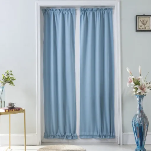 French Door Curtains Rod Pocket Thermal Blackout Curtain for Doors with Glass Window, Kitchen and Patio Doors Privacy, Different Sizes, 1 Curtain Panel with Tieback,Pure White Black Beige Sage Green