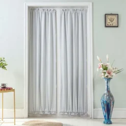 French Door Curtains Rod Pocket Thermal Blackout Curtain for Doors with Glass Window, Kitchen and Patio Doors Privacy, Different Sizes, 1 Curtain Panel with Tieback,Pure White Black Beige Sage Green