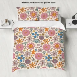 Fresh Floral Print 3-piece Set of Down Duvet Covers for Hotel Bedrooms Guest Rooms Comfortable Bedding Set 1 Down Duvet Cover 2 Pillowcases