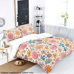 Fresh Floral Print 3-piece Set of Down Duvet Covers for Hotel Bedrooms Guest Rooms Comfortable Bedding Set 1 Down Duvet Cover 2 Pillowcases
