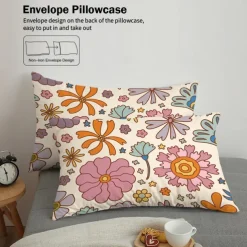 Fresh Floral Print 3-piece Set of Down Duvet Covers for Hotel Bedrooms Guest Rooms Comfortable Bedding Set 1 Down Duvet Cover 2 Pillowcases