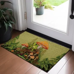 Frog Mushroom Doormat Floor Mats Washable Rugs Kitchen Mat Quilting Art Non-Slip Oil Proof Rug Indoor Outdoor Mat Bedroom Decor Bathroom Mat Entrance Rug