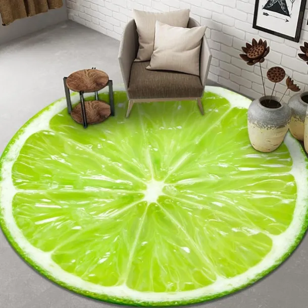 Fruit Rug Floor Mat Non-Slip Round Area Rugs Kitchen Floor Mat Soft Carpet for Bedroom Livingroom Bedside