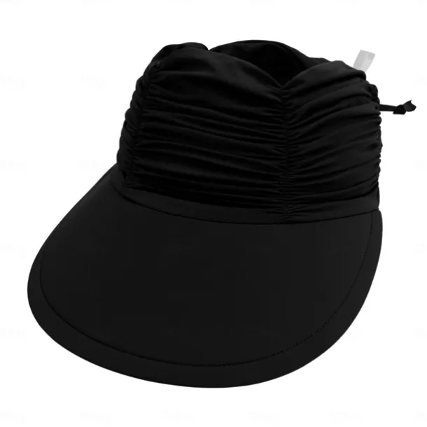 Fshion Solid Color Women's UV Sun Protection Wide Brim Visor Fashion Print Ruched Sun Protection Empty Summer Beach Hat