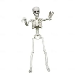 Full Body Skeleton with Movable Posable Joints, Realistic Plastic Bones Halloween Prop for Outdoor Haunted House Decorations