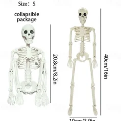 Full Body Skeleton with Movable Posable Joints, Realistic Plastic Bones Halloween Prop for Outdoor Haunted House Decorations