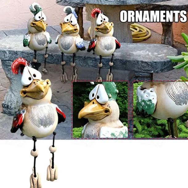 Funny Chicken Decor Statues Garden Farm Yard Resin Craft Chicken Rooster Sculpture Patio Lawn Garden Decor Accessories Outdoor Landscape Sculptures