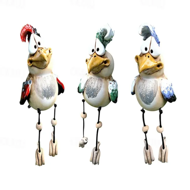 Funny Chicken Decor Statues Garden Farm Yard Resin Craft Chicken Rooster Sculpture Patio Lawn Garden Decor Accessories Outdoor Landscape Sculptures