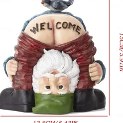 Funny Dwarf Sculpture - Gnome with A 'Welcome' Ass, Miniature Figurine Fairy Garden Accessories Dwarf Outdoor Garden Yard Art Decoration Home Cartoon Welcome Sign Resin Ornaments Spring Gifts