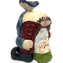 Funny Dwarf Sculpture - Gnome with A 'Welcome' Ass, Miniature Figurine Fairy Garden Accessories Dwarf Outdoor Garden Yard Art Decoration Home Cartoon Welcome Sign Resin Ornaments Spring Gifts