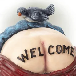 Funny Dwarf Sculpture - Gnome with A 'Welcome' Ass, Miniature Figurine Fairy Garden Accessories Dwarf Outdoor Garden Yard Art Decoration Home Cartoon Welcome Sign Resin Ornaments Spring Gifts