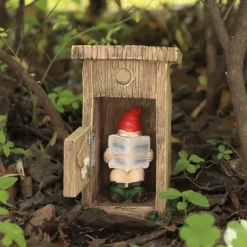 Funny Garden Gnome Outdoor Statues Naughty Sculpture Decoration Inappropriate Read Newspaper Gnome for Indoor Lawn Yard Red