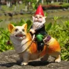 Funny Guy Garden Gnome Statue - Gnome Riding a Corgi - Indoor/Outdoor Garden Gnome Sculpture for Patio, Yard or Lawn