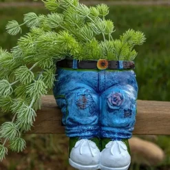 Funny Indoor And Outdoor Flower Pots Resin Denim Pants Ornaments Creative Flower Pot Decoration Crafts Retro Garden Decoration
