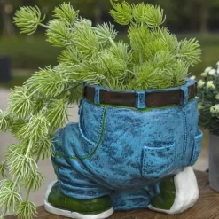 Funny Indoor And Outdoor Flower Pots Resin Denim Pants Ornaments Creative Flower Pot Decoration Crafts Retro Garden Decoration