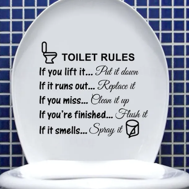 Funny Warning Toilet Stickers Cartoon Child Urination Toilet Lid WC Door Sticker Removable Household Self-Adhesive Decor Paper