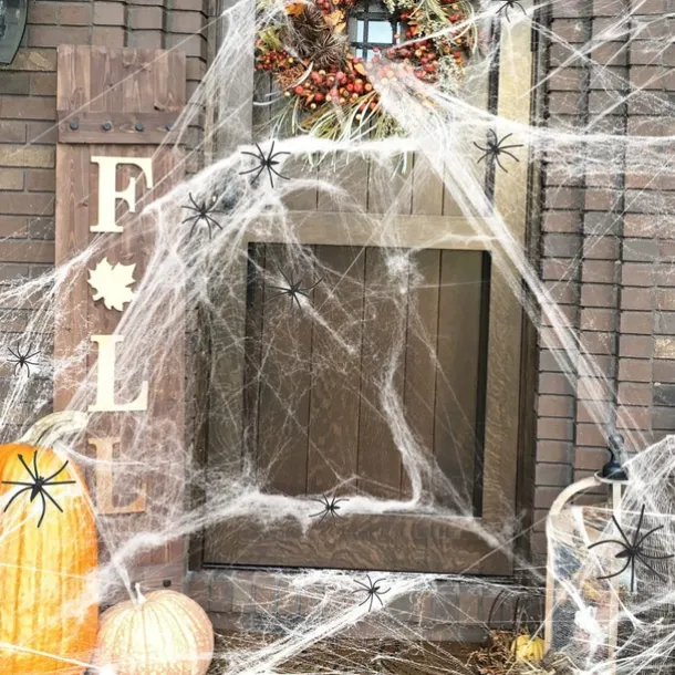 300g Halloween Decorations Artificial Spider Web Stretchy Cobweb Scary Party Halloween Decoration for Bar Haunted House Scene Props