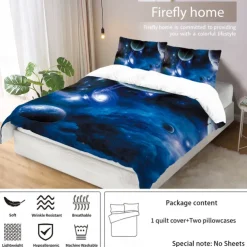 Galaxy Starry Sky Planet 3-Piece Down Duvet Cover Set for Hotel Bedroom Guest Room Guestroom Bedding Comfortable Set
