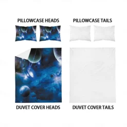 Galaxy Starry Sky Planet 3-Piece Down Duvet Cover Set for Hotel Bedroom Guest Room Guestroom Bedding Comfortable Set