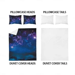 Galaxy Starry Sky Planet 3-Piece Down Duvet Cover Set for Hotel Bedroom Guest Room Guestroom Bedding Comfortable Set