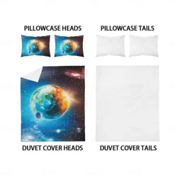 Galaxy Starry Sky Planet 3-Piece Down Duvet Cover Set for Hotel Bedroom Guest Room Guestroom Bedding Comfortable Set