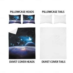 Galaxy Starry Sky Planet 3-Piece Down Duvet Cover Set for Hotel Bedroom Guest Room Guestroom Bedding Comfortable Set