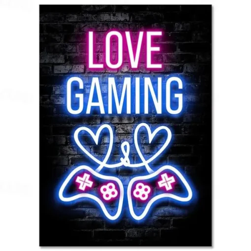 Gaming Room Decoration Poster Wall Art Video Game Canvas Painting Playroom Neon Decor Picture for Gamer Boy Bedroom Prints Decor Without Frame