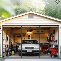 Garage Magnetic Screen Door Garage Door Screen Magnetic Closure Fiberglass Garage Screen Doors for Car Garage Pull Down for Patio, Porch, Window to Keep Bugs Out