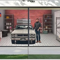Garage Magnetic Screen Door Garage Door Screen Magnetic Closure Fiberglass Garage Screen Doors for Car Garage Pull Down for Patio, Porch, Window to Keep Bugs Out