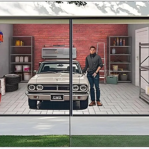 Garage Magnetic Screen Door Garage Door Screen Magnetic Closure Fiberglass Garage Screen Doors for Car Garage Pull Down for Patio, Porch, Window to Keep Bugs Out