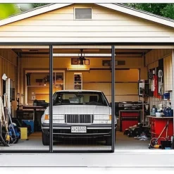 Garage Magnetic Screen Door Garage Door Screen Magnetic Closure Fiberglass Garage Screen Doors for Car Garage Pull Down for Patio, Porch, Window to Keep Bugs Out