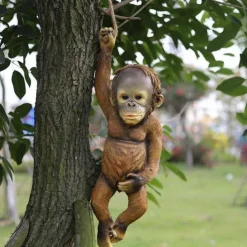 Garden Animal Outdoor Ornaments Decor Resin Monkey Statue DIY Statue Family Miniature Dollhouse Garden Ornament Accessories for Yard Lawn Patio Decorations and Gift