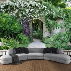 Garden Architecture Floral Hanging Tapestry Wall Art Large Tapestry Mural Decor Photograph Backdrop Blanket Curtain Home Bedroom Living Room Decoration