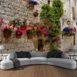 Garden Architecture Floral Hanging Tapestry Wall Art Large Tapestry Mural Decor Photograph Backdrop Blanket Curtain Home Bedroom Living Room Decoration
