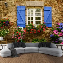 Garden Architecture Floral Hanging Tapestry Wall Art Large Tapestry Mural Decor Photograph Backdrop Blanket Curtain Home Bedroom Living Room Decoration