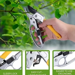 Garden Clippers, German Pruners, Ratchet Pruning Shears, Work 3 Times Easier, Gardening Tools, For Trimming Rose, Floral, Tree, Live Plants, Sharp Garden Scissors, Arthritis Weak Hand Snips