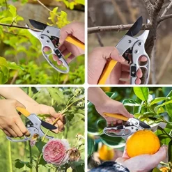 Garden Clippers, German Pruners, Ratchet Pruning Shears, Work 3 Times Easier, Gardening Tools, For Trimming Rose, Floral, Tree, Live Plants, Sharp Garden Scissors, Arthritis Weak Hand Snips