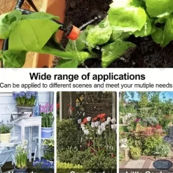 Garden Drip Irrigation Kit, Greenhouse Micro Automatic Drip Irrigation System Kit with 1/4 inch 1/2 inch Blank Distribution Tubing Hose Adjustable Patio Misting Nozzle Emitters Sprinkler